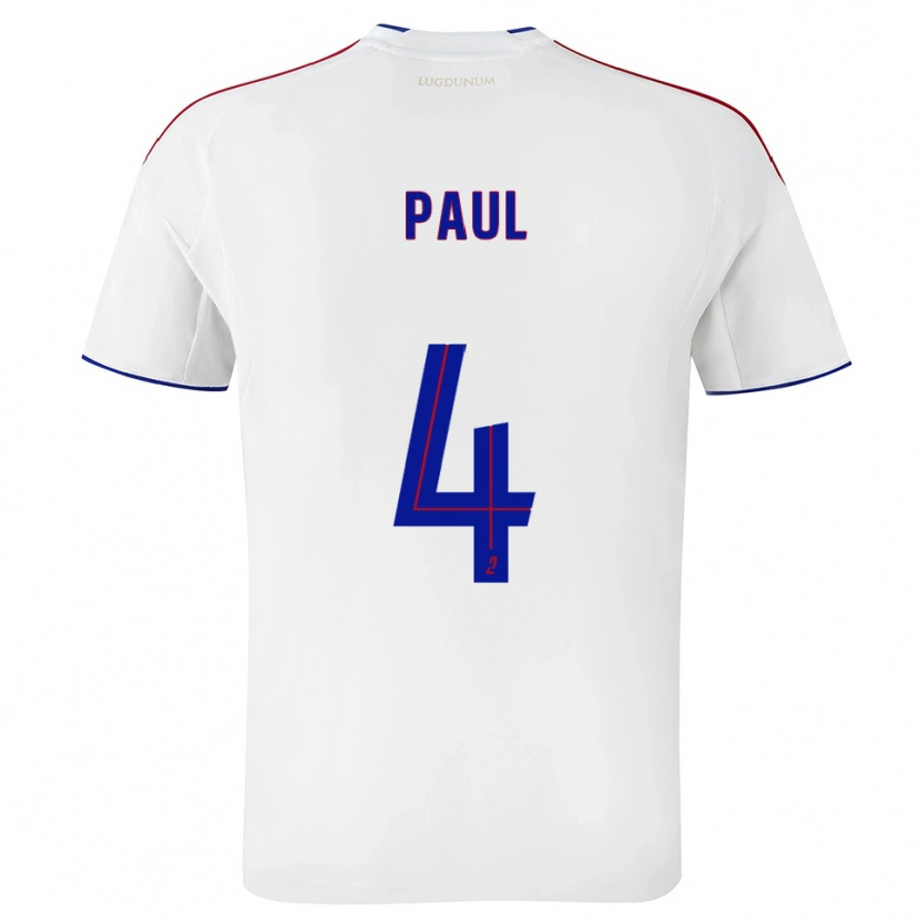 Danxen Mænd Paul Akouokou #4 Hvid Rød Hjemmebane Spillertrøjer 2025/26 Trøje T-Shirt