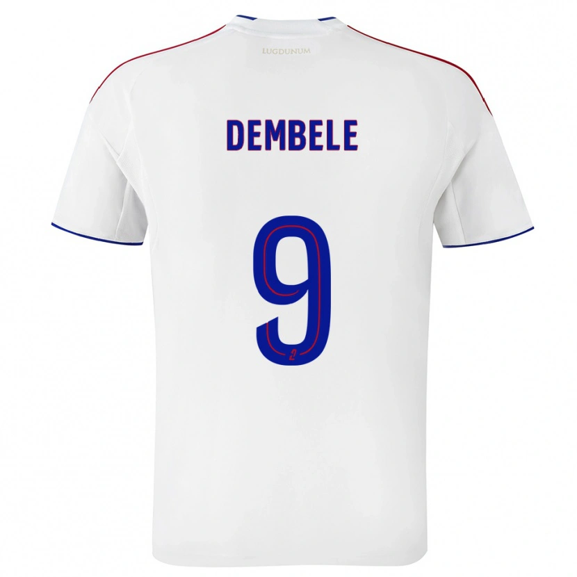 Danxen Mænd Moussa Dembele #9 Hvid Rød Hjemmebane Spillertrøjer 2025/26 Trøje T-Shirt