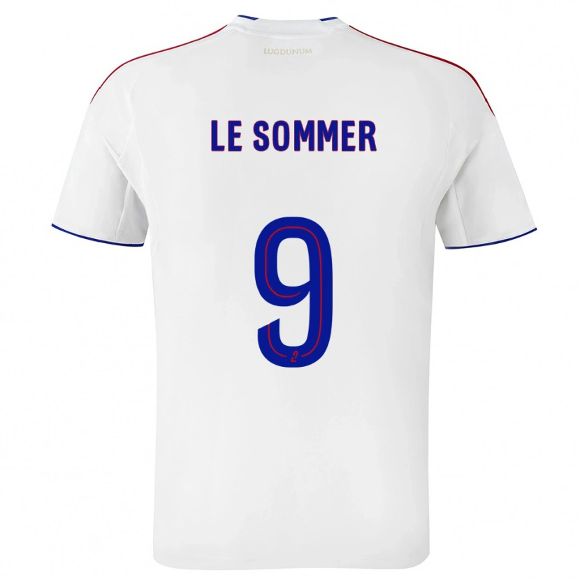 Danxen Mænd Eugenie Le Sommer #9 Hvid Rød Hjemmebane Spillertrøjer 2025/26 Trøje T-Shirt