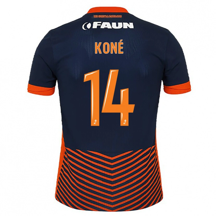 Danxen Mænd Djomoh Koné #14 Midnatsblå Orange Hjemmebane Spillertrøjer 2025/26 Trøje T-Shirt