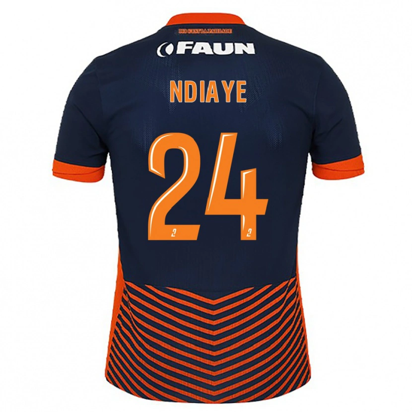 Danxen Mænd Junior Ndiaye #24 Midnatsblå Orange Hjemmebane Spillertrøjer 2025/26 Trøje T-Shirt