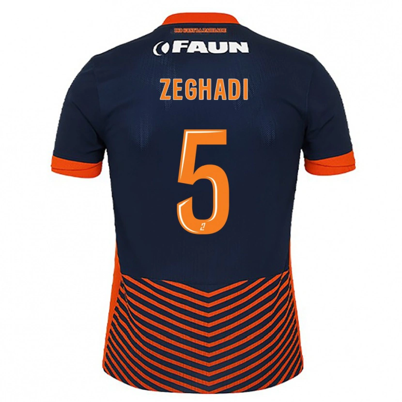 Danxen Mænd Mohamed Zeghadi #5 Midnatsblå Orange Hjemmebane Spillertrøjer 2025/26 Trøje T-Shirt