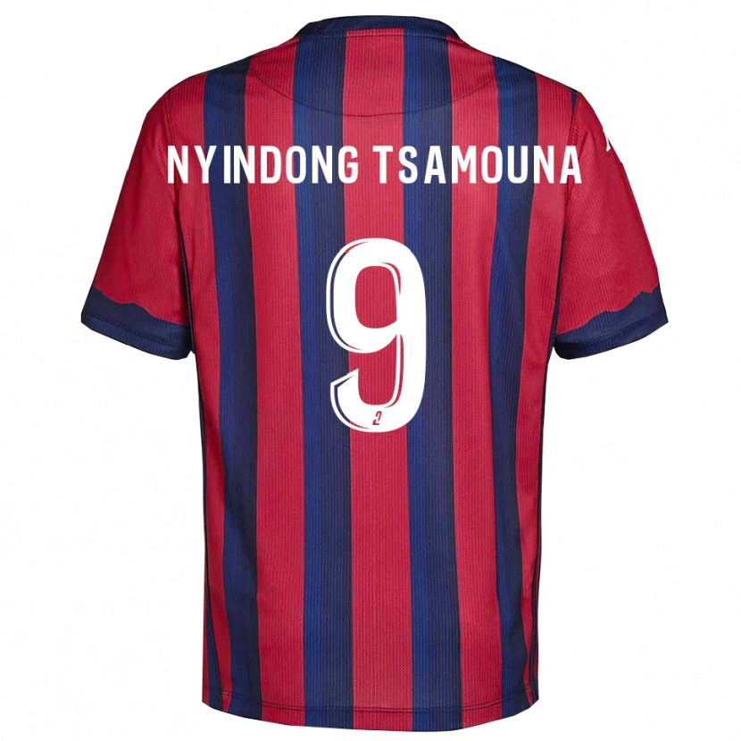 Danxen Mænd Jean Nyindong Tsamouna #9 Burgundy Marine Hjemmebane Spillertrøjer 2025/26 Trøje T-Shirt