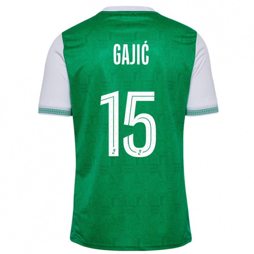 Danxen Mænd Aleksandra Gajić #15 Grøn Hvid Hjemmebane Spillertrøjer 2025/26 Trøje T-Shirt
