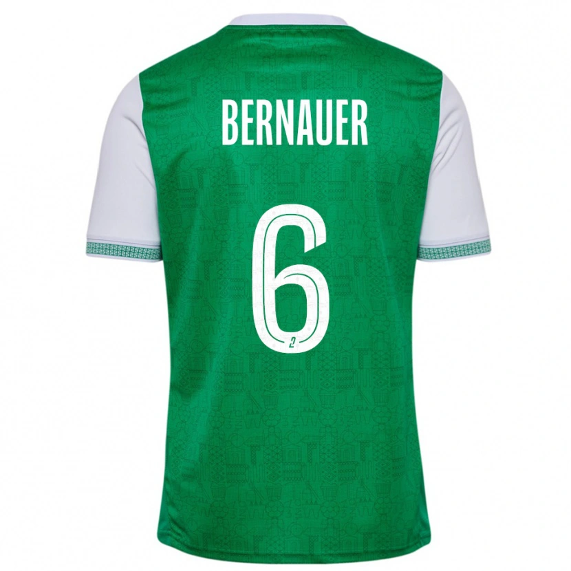 Danxen Mænd Maxime Bernauer #6 Grøn Hvid Hjemmebane Spillertrøjer 2025/26 Trøje T-Shirt