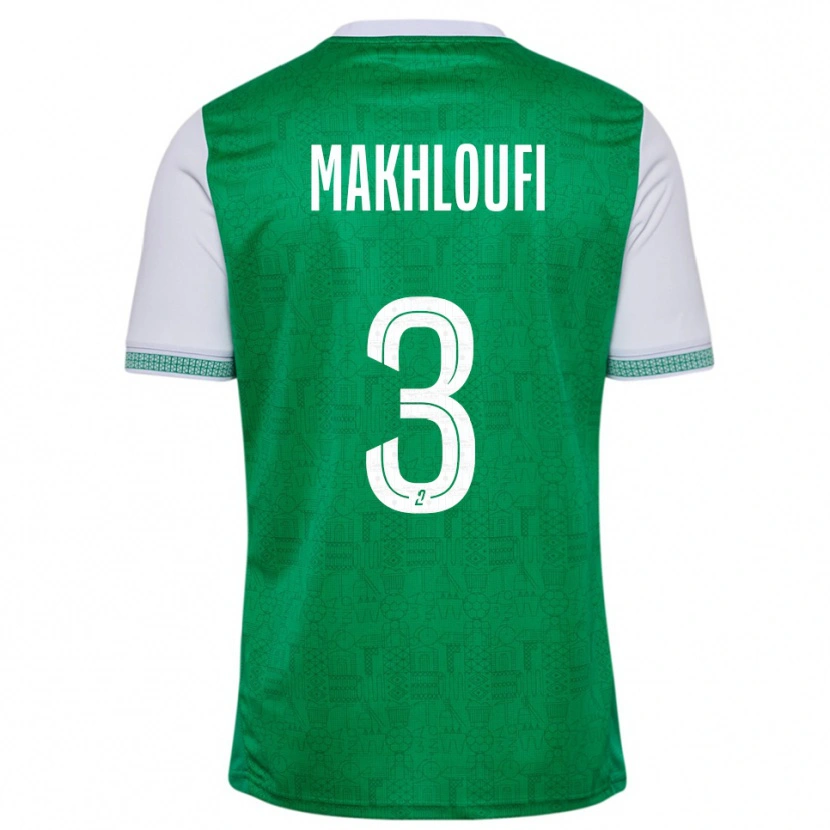 Danxen Mænd Maedine Makhloufi #3 Grøn Hvid Hjemmebane Spillertrøjer 2025/26 Trøje T-Shirt