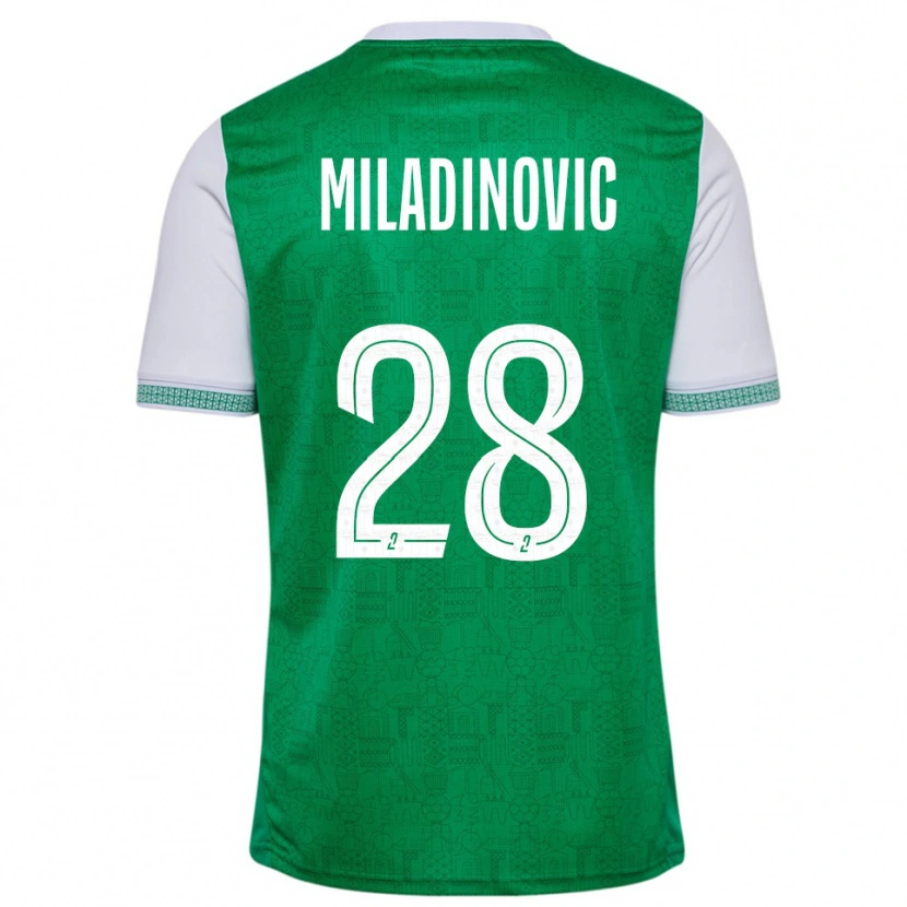 Danxen Mænd Igor Miladinovic #28 Grøn Hvid Hjemmebane Spillertrøjer 2025/26 Trøje T-Shirt
