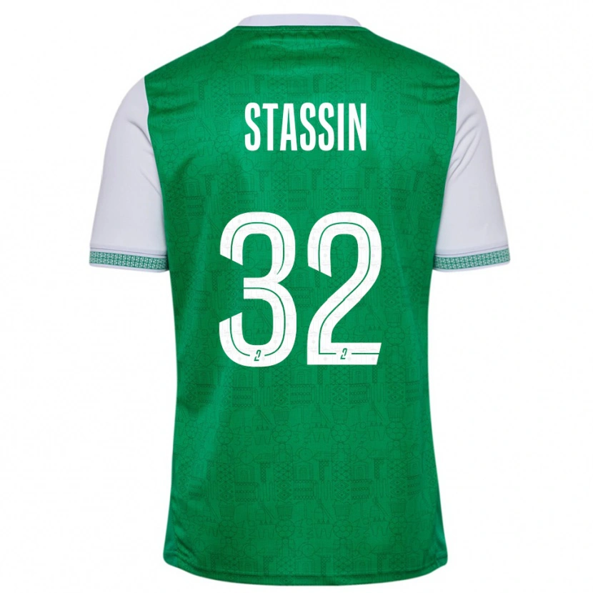 Danxen Mænd Lucas Stassin #32 Grøn Hvid Hjemmebane Spillertrøjer 2025/26 Trøje T-Shirt