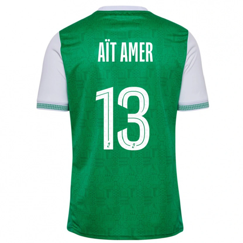 Danxen Mænd Rayan Aït Amer #13 Grøn Hvid Hjemmebane Spillertrøjer 2025/26 Trøje T-Shirt