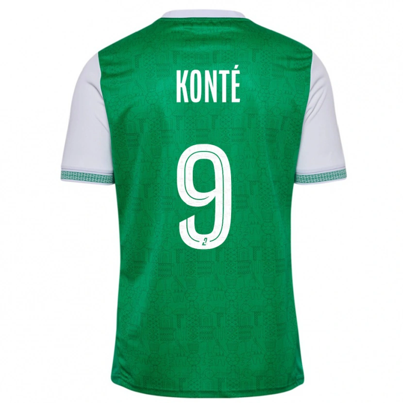 Danxen Mænd Mamadou Konté #9 Grøn Hvid Hjemmebane Spillertrøjer 2025/26 Trøje T-Shirt