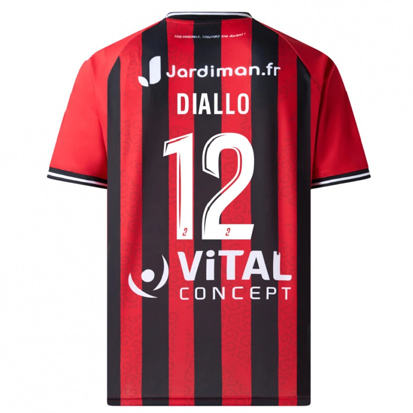 Danxen Mænd Youssouf Diallo #12 Rød Sort Hjemmebane Spillertrøjer 2025/26 Trøje T-Shirt