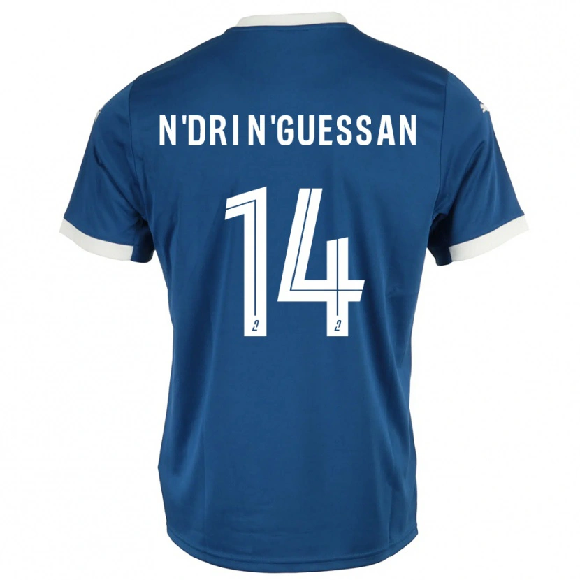 Danxen Mænd Landry N'dri N'guessan #14 Blå Hvid Hjemmebane Spillertrøjer 2025/26 Trøje T-Shirt