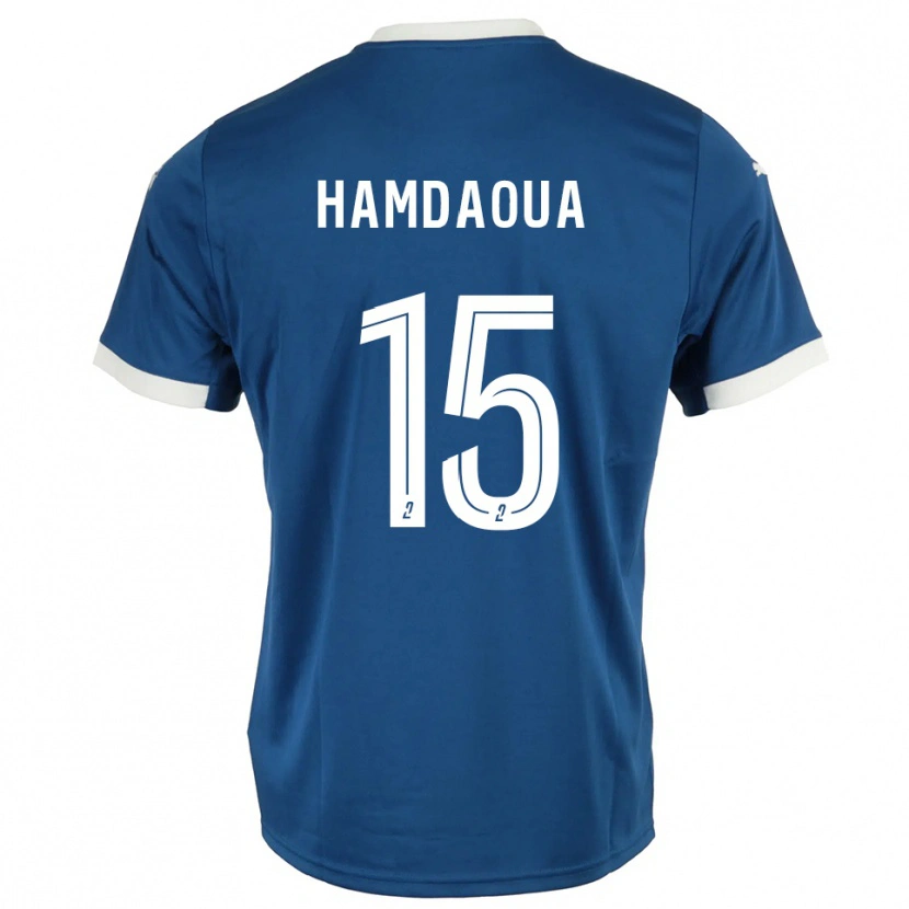 Danxen Mænd Noham Hamdaoua #15 Blå Hvid Hjemmebane Spillertrøjer 2025/26 Trøje T-Shirt