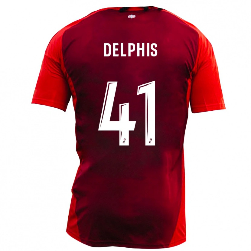 Danxen Mænd Thibault Delphis #41 Rød Burgunder Hjemmebane Spillertrøjer 2025/26 Trøje T-Shirt