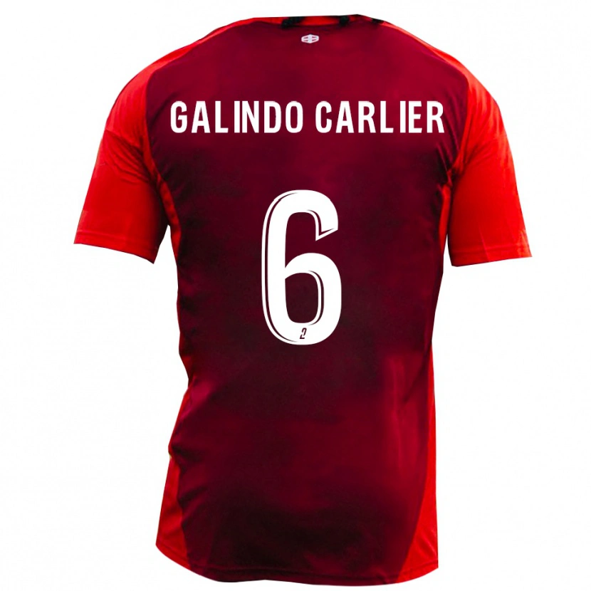 Danxen Mænd Luca Galindo Carlier #6 Rød Burgunder Hjemmebane Spillertrøjer 2025/26 Trøje T-Shirt