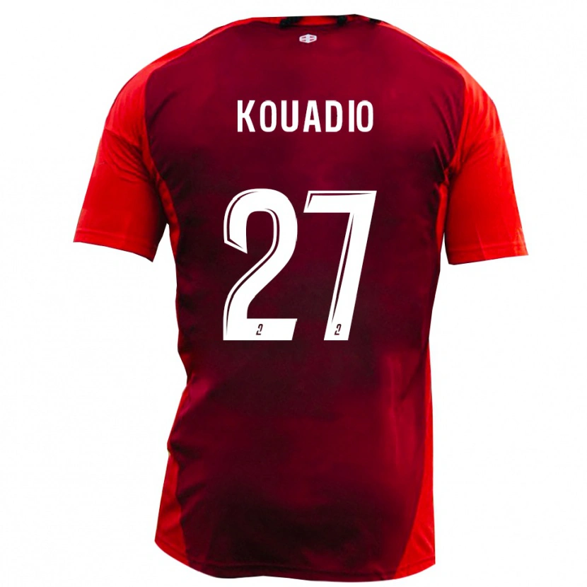 Danxen Mænd Julien Kouadio #27 Rød Burgunder Hjemmebane Spillertrøjer 2025/26 Trøje T-Shirt