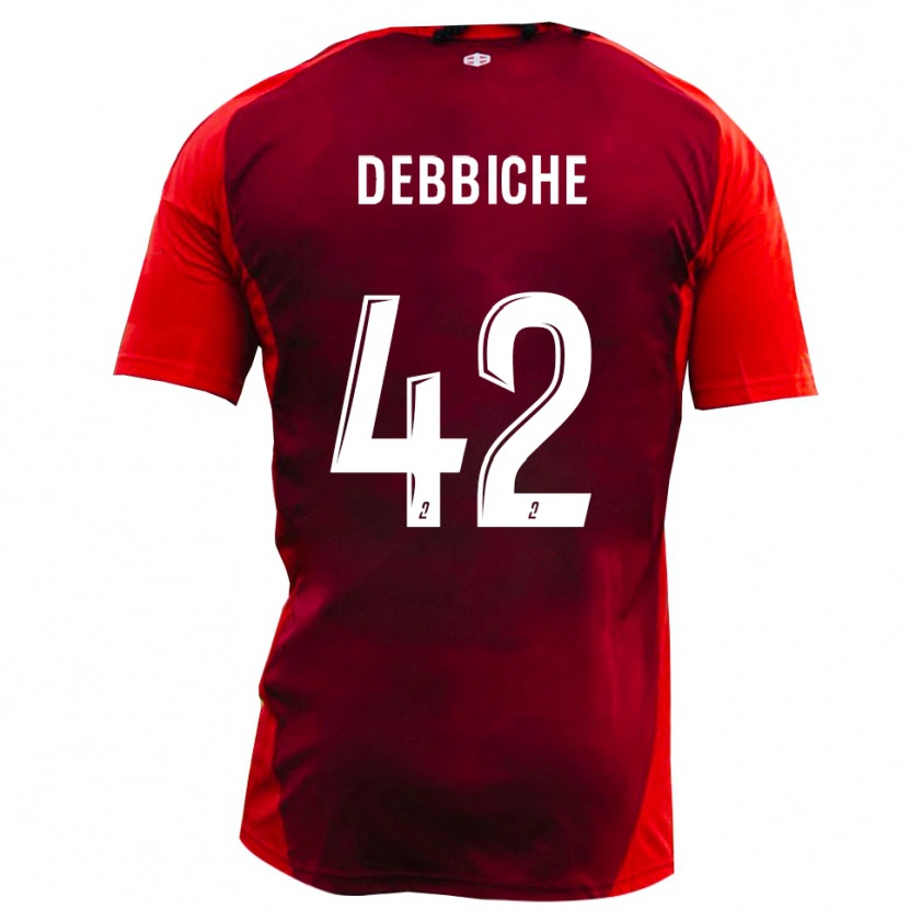 Danxen Mænd Wael Debbiche #42 Rød Burgunder Hjemmebane Spillertrøjer 2025/26 Trøje T-Shirt
