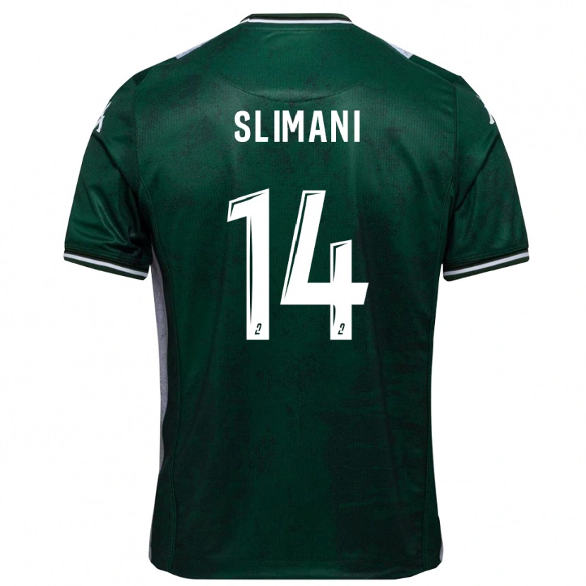 Danxen Mænd Rayan Slimani #14 Grøn Hvid Hjemmebane Spillertrøjer 2025/26 Trøje T-Shirt
