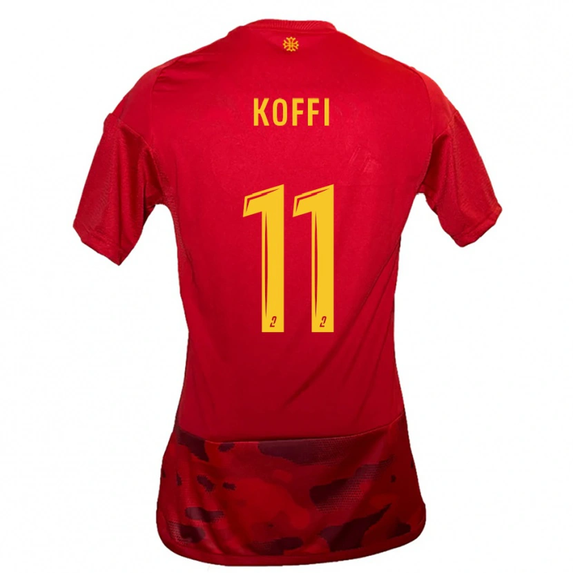 Danxen Mænd William Koffi #11 Rød Gul Hjemmebane Spillertrøjer 2025/26 Trøje T-Shirt