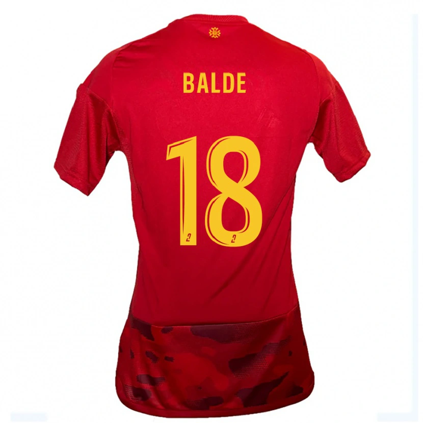 Danxen Mænd Ibrahima Baldé #18 Rød Gul Hjemmebane Spillertrøjer 2025/26 Trøje T-Shirt
