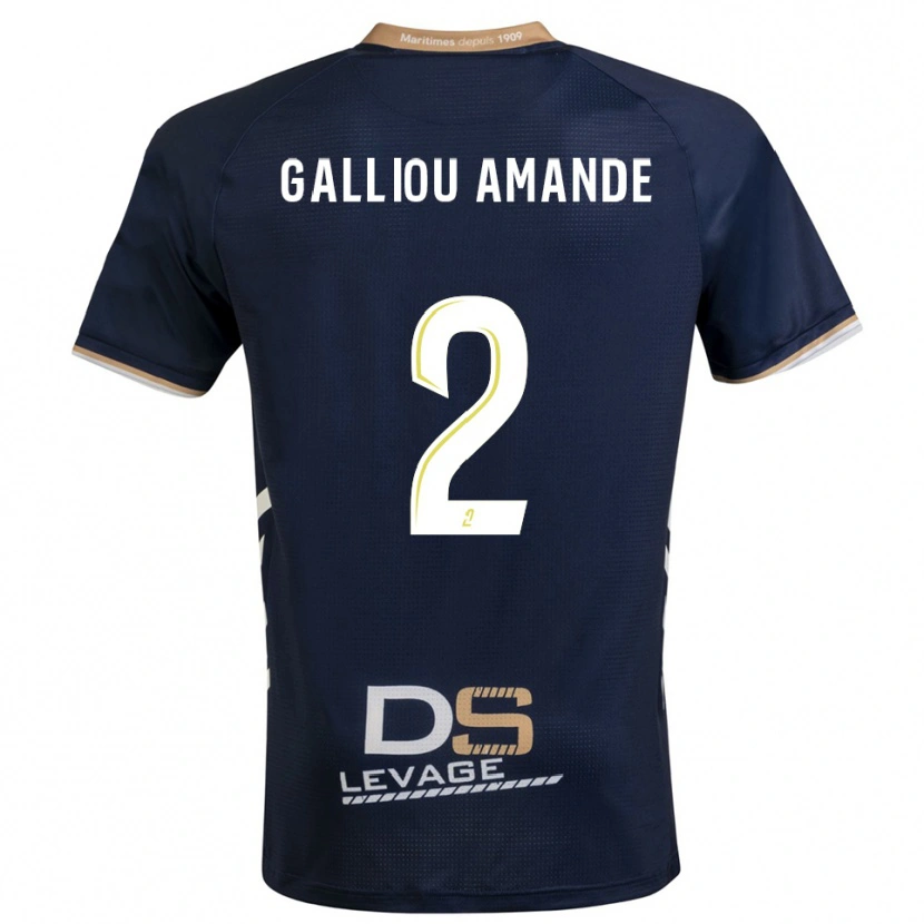 Danxen Mænd Noa Galliou Amande #2 Marine Guld Hjemmebane Spillertrøjer 2025/26 Trøje T-Shirt