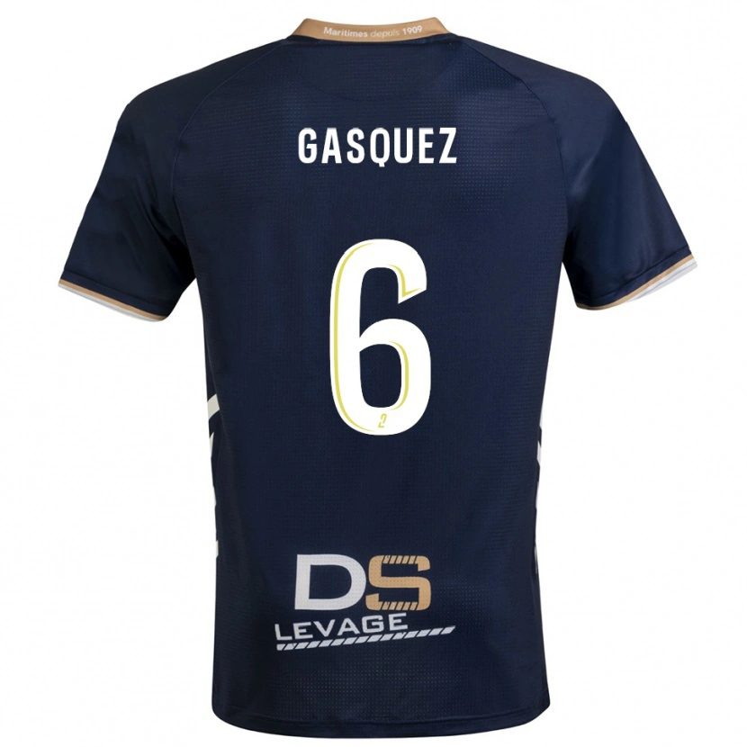 Danxen Mænd Isaac Gasquez #6 Marine Guld Hjemmebane Spillertrøjer 2025/26 Trøje T-Shirt