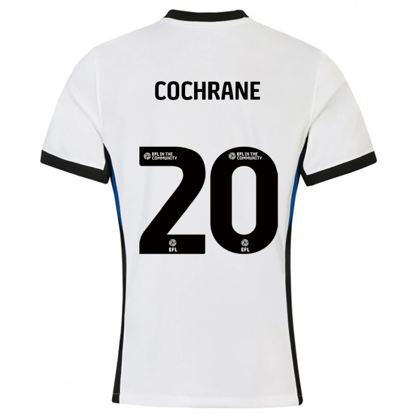 Danxen Mænd Alex Cochrane #20 Hvid Blå Udebane Spillertrøjer 2025/26 Trøje T-Shirt