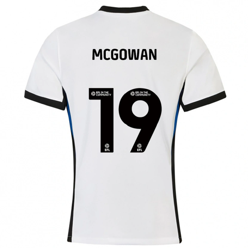 Danxen Mænd Tegan Mcgowan #19 Hvid Blå Udebane Spillertrøjer 2025/26 Trøje T-Shirt
