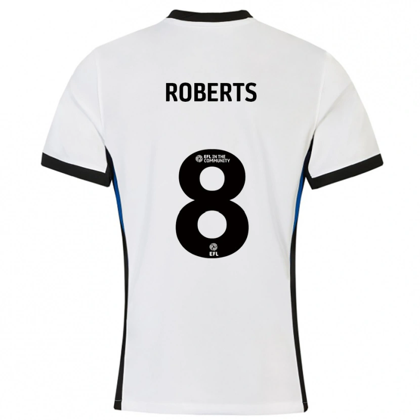 Danxen Mænd Tyler Roberts #8 Hvid Blå Udebane Spillertrøjer 2025/26 Trøje T-Shirt