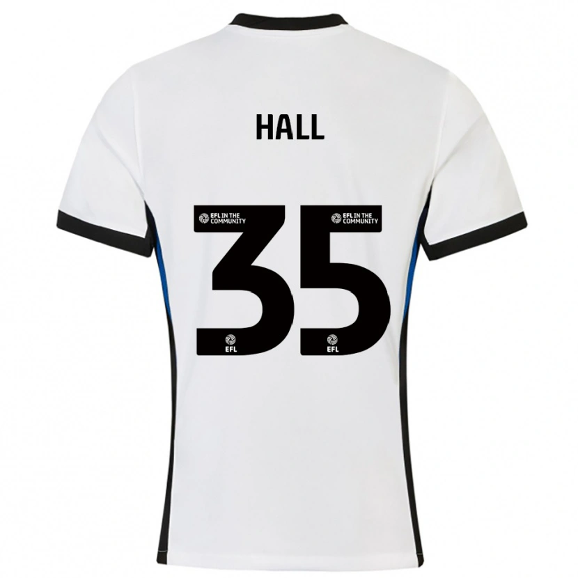 Danxen Mænd George Hall #35 Hvid Blå Udebane Spillertrøjer 2025/26 Trøje T-Shirt