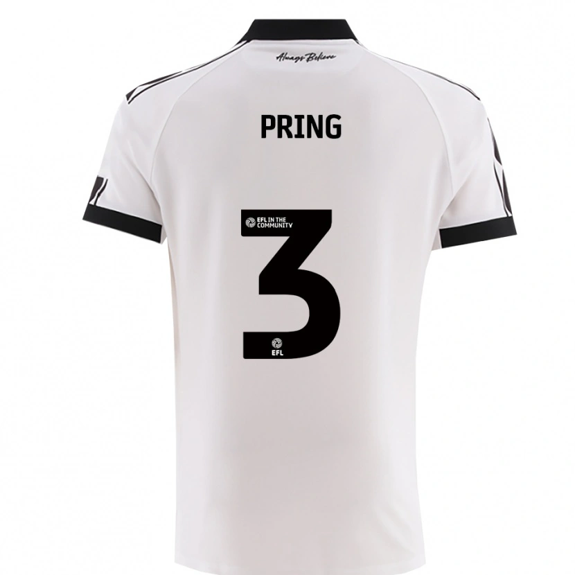 Danxen Mænd Cameron Pring #3 Hvid Sort Udebane Spillertrøjer 2025/26 Trøje T-Shirt