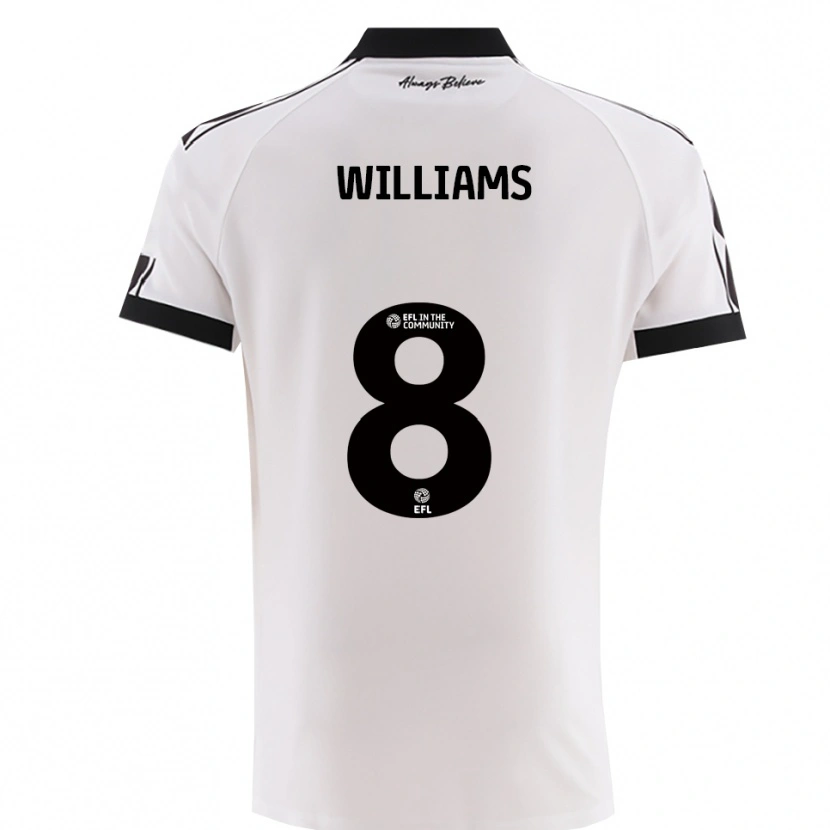 Danxen Mænd Joe Williams #8 Hvid Sort Udebane Spillertrøjer 2025/26 Trøje T-Shirt