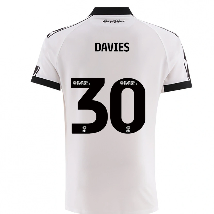 Danxen Mænd Yasmin Davies #30 Hvid Sort Udebane Spillertrøjer 2025/26 Trøje T-Shirt
