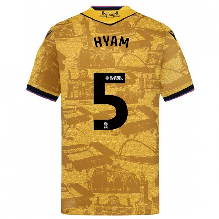 Danxen Mænd Dominic Hyam #5 Guld Sort Udebane Spillertrøjer 2025/26 Trøje T-Shirt