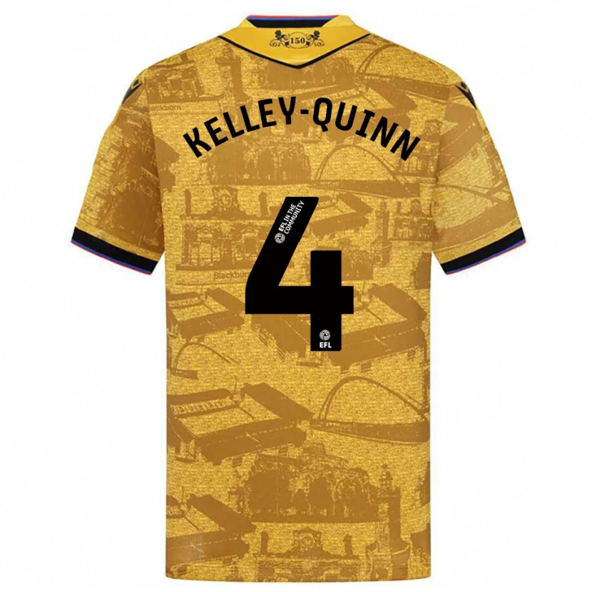 Danxen Mænd Leon Kelley-Quinn #4 Guld Sort Udebane Spillertrøjer 2025/26 Trøje T-Shirt