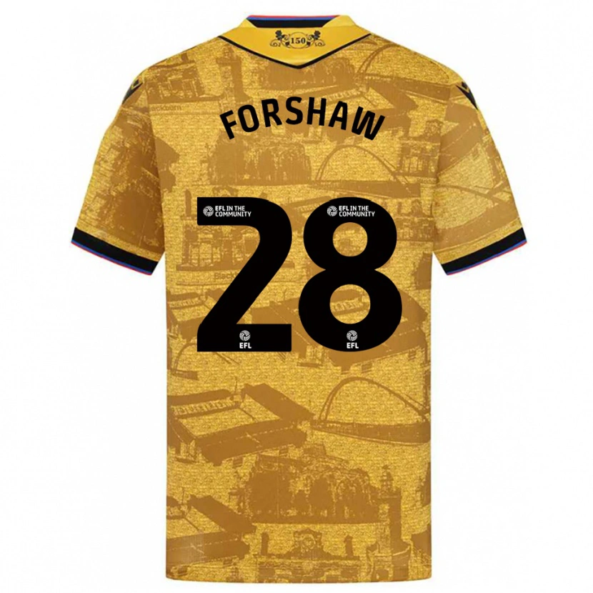 Danxen Mænd Adam Forshaw #28 Guld Sort Udebane Spillertrøjer 2025/26 Trøje T-Shirt