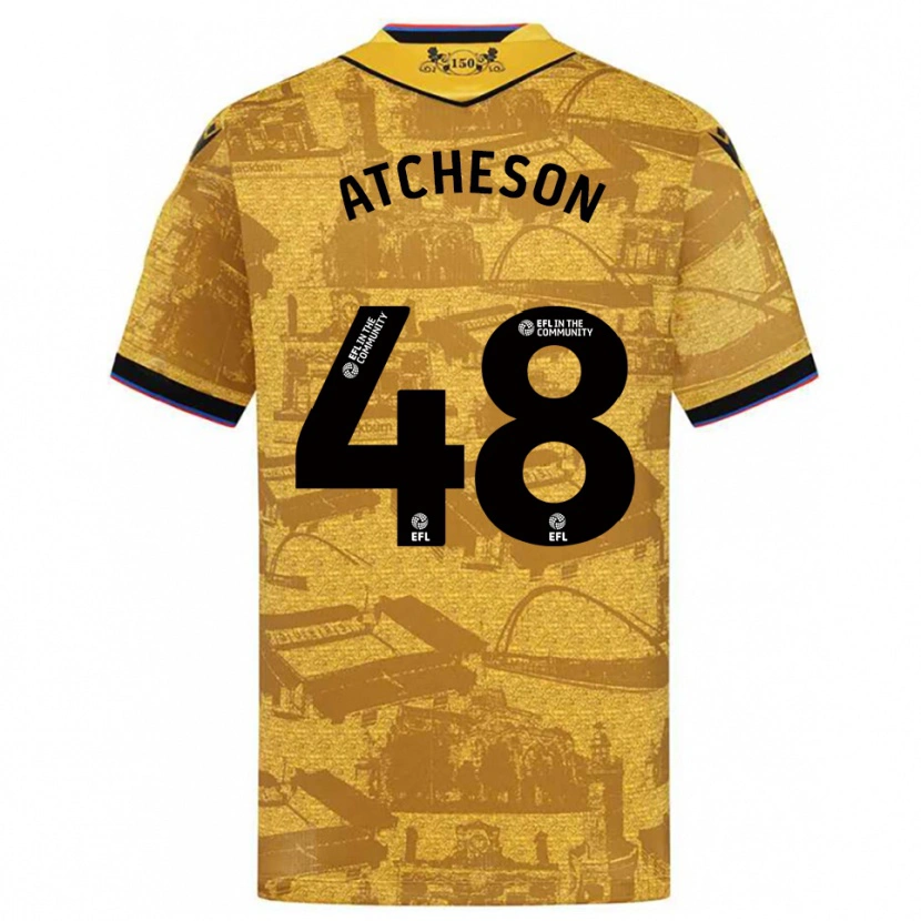 Danxen Mænd Tom Atcheson #48 Guld Sort Udebane Spillertrøjer 2025/26 Trøje T-Shirt