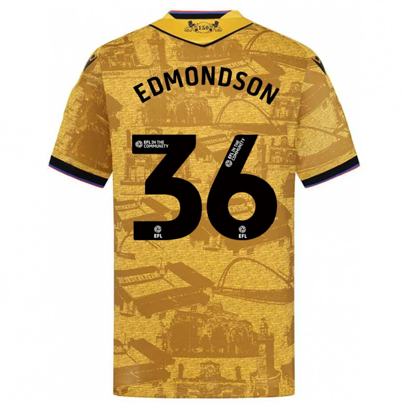 Danxen Mænd James Edmondson #36 Guld Sort Udebane Spillertrøjer 2025/26 Trøje T-Shirt