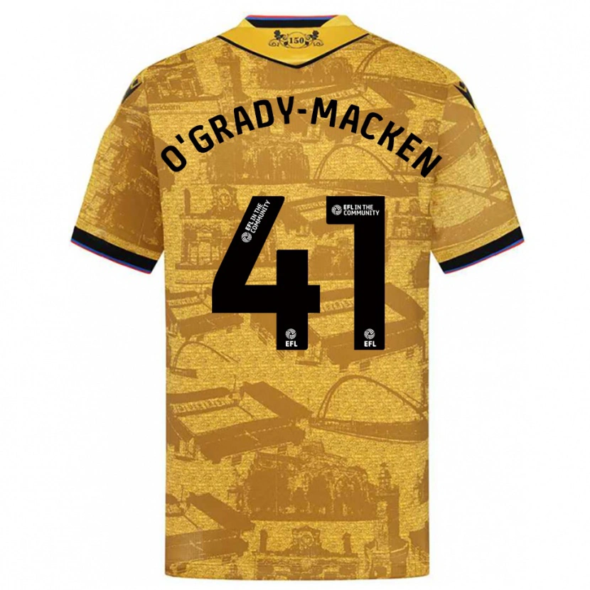 Danxen Mænd Harley O'grady-Macken #41 Guld Sort Udebane Spillertrøjer 2025/26 Trøje T-Shirt