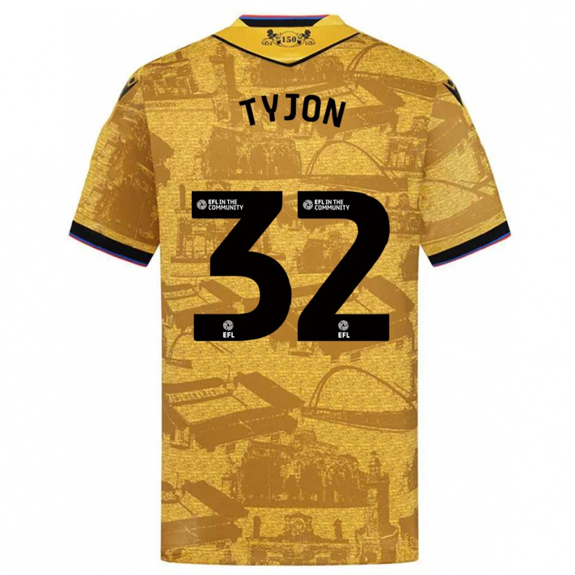 Danxen Mænd Igor Tyjon #32 Guld Sort Udebane Spillertrøjer 2025/26 Trøje T-Shirt