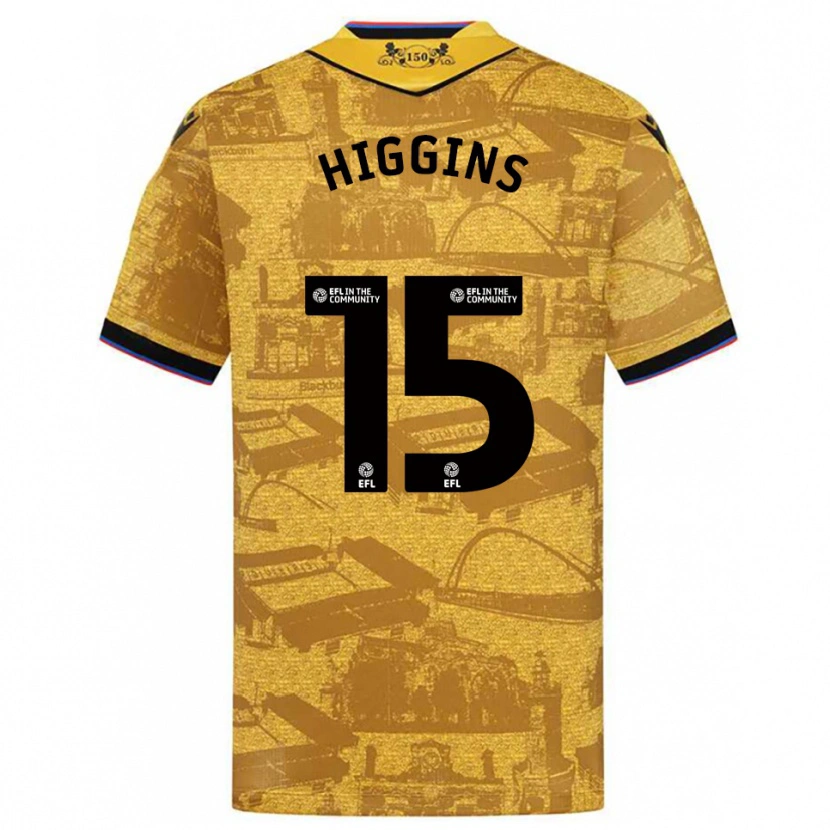 Danxen Mænd Harvey Higgins #15 Guld Sort Udebane Spillertrøjer 2025/26 Trøje T-Shirt