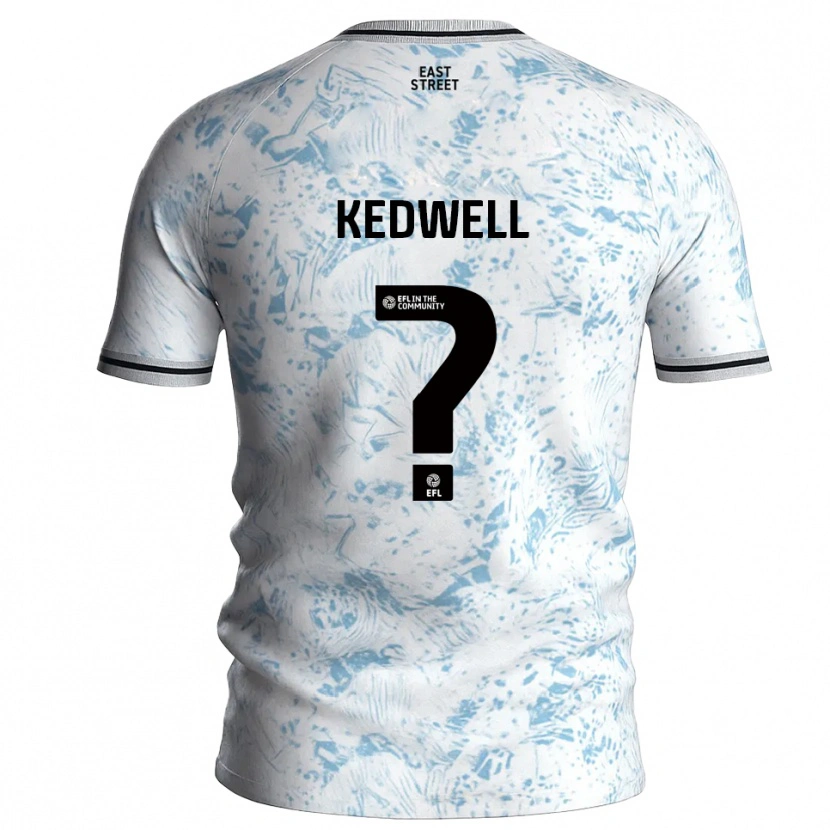 Danxen Mænd Harvey Kedwell #0 Hvid Himmelblå Udebane Spillertrøjer 2025/26 Trøje T-Shirt