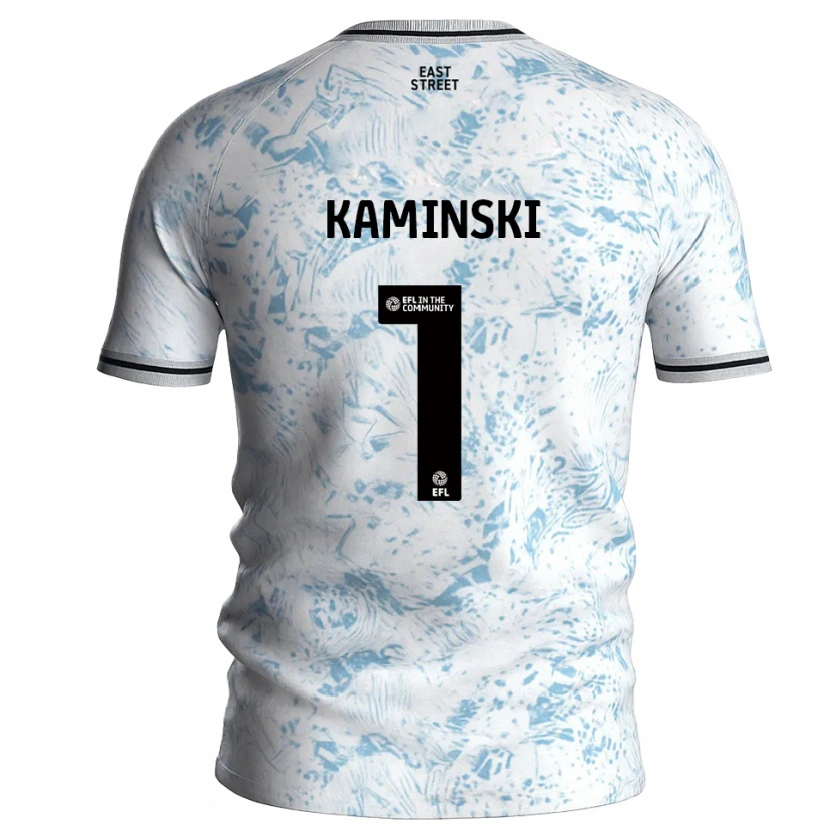 Danxen Mænd Thomas Kaminski #1 Hvid Himmelblå Udebane Spillertrøjer 2025/26 Trøje T-Shirt