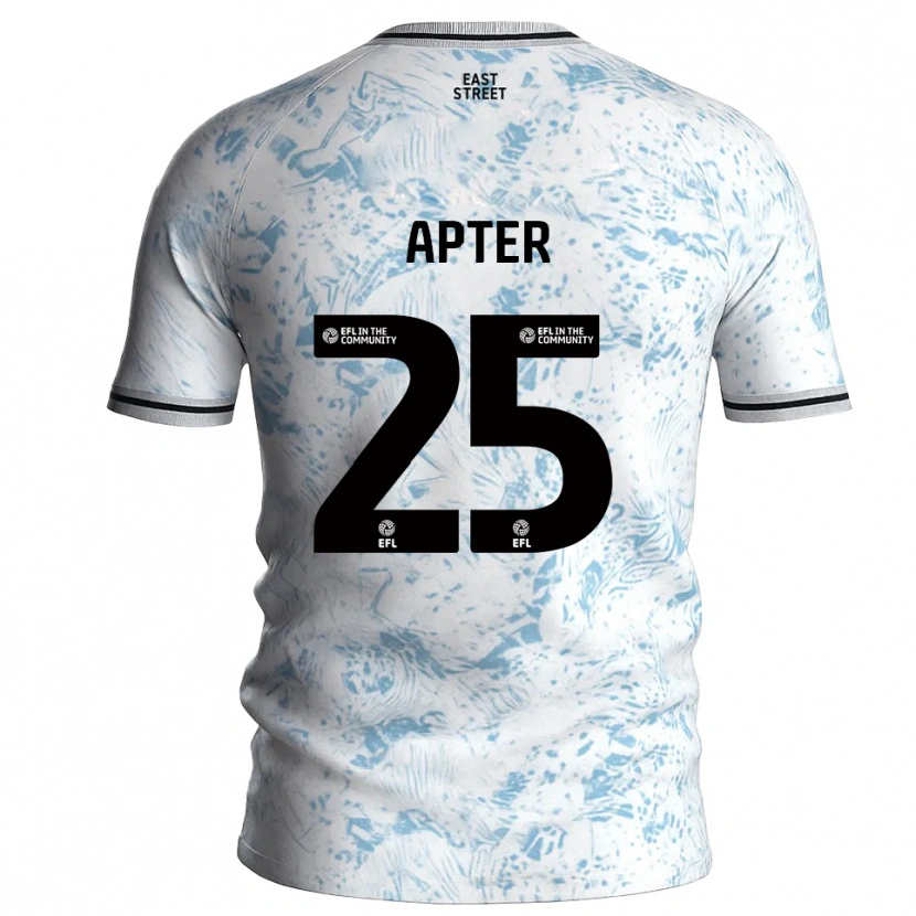 Danxen Mænd Rob Apter #25 Hvid Himmelblå Udebane Spillertrøjer 2025/26 Trøje T-Shirt