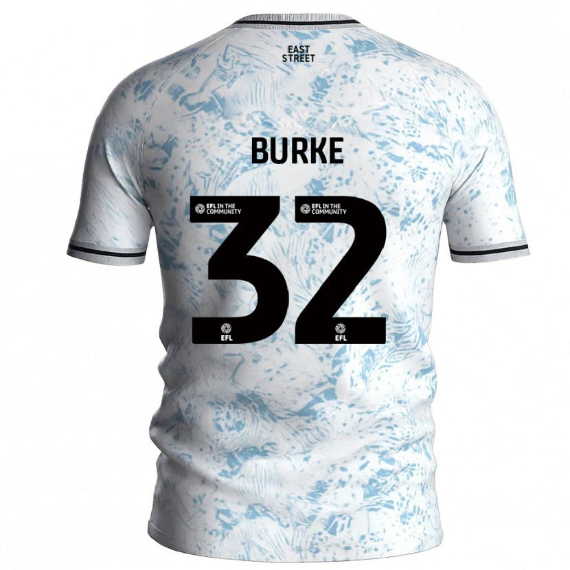 Danxen Mænd Reece Burke #32 Hvid Himmelblå Udebane Spillertrøjer 2025/26 Trøje T-Shirt