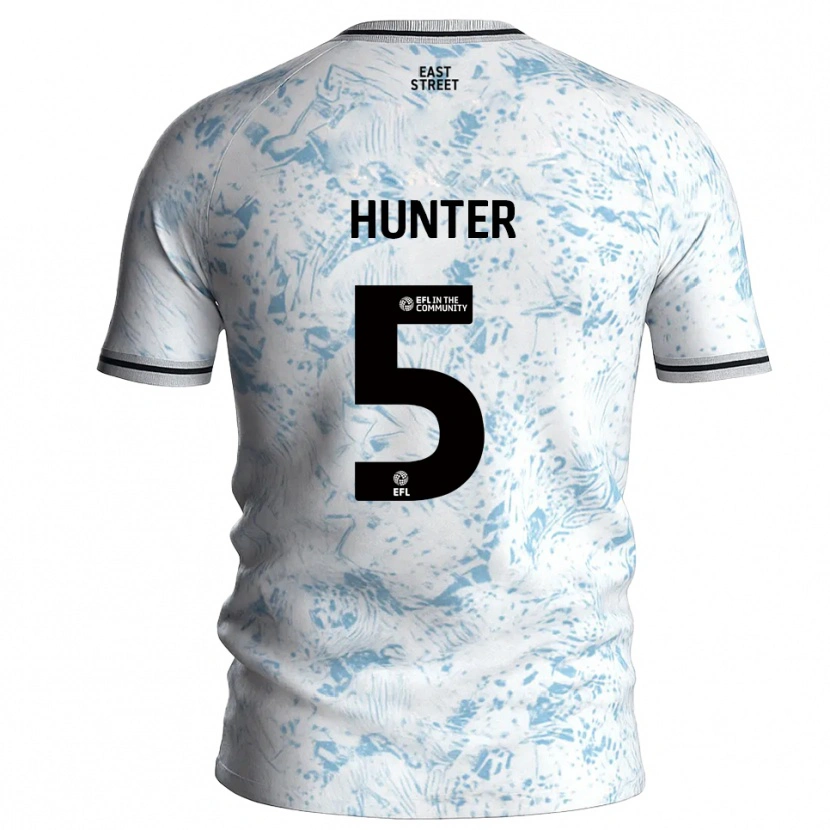 Danxen Mænd Mason Hunter #5 Hvid Himmelblå Udebane Spillertrøjer 2025/26 Trøje T-Shirt