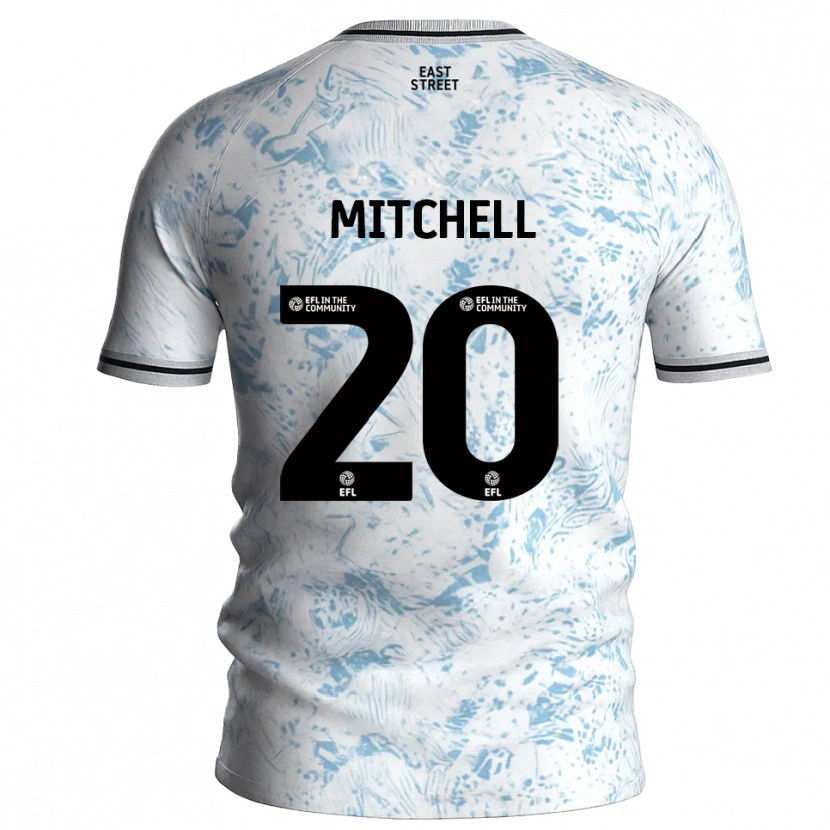 Danxen Mænd Zach Mitchell #20 Hvid Himmelblå Udebane Spillertrøjer 2025/26 Trøje T-Shirt