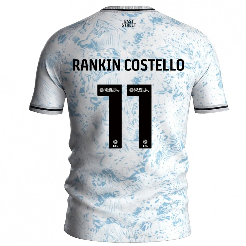 Danxen Mænd Joe Rankin-Costello #11 Hvid Himmelblå Udebane Spillertrøjer 2025/26 Trøje T-Shirt