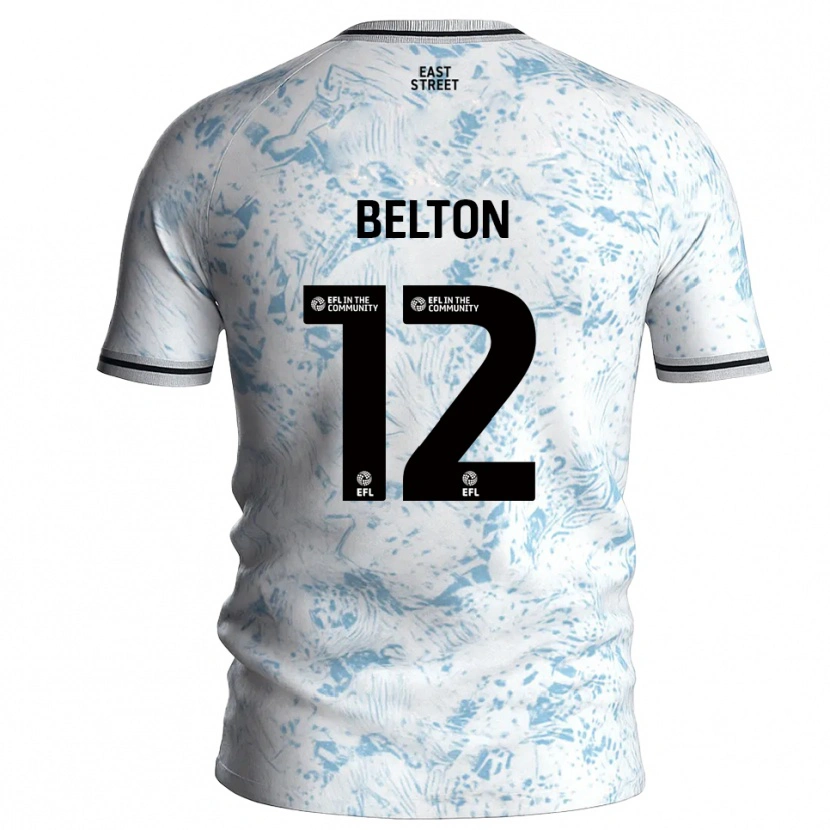 Danxen Mænd Jack Belton #12 Hvid Himmelblå Udebane Spillertrøjer 2025/26 Trøje T-Shirt