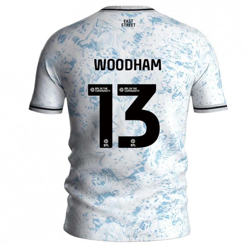 Danxen Mænd Finley Woodham #13 Hvid Himmelblå Udebane Spillertrøjer 2025/26 Trøje T-Shirt